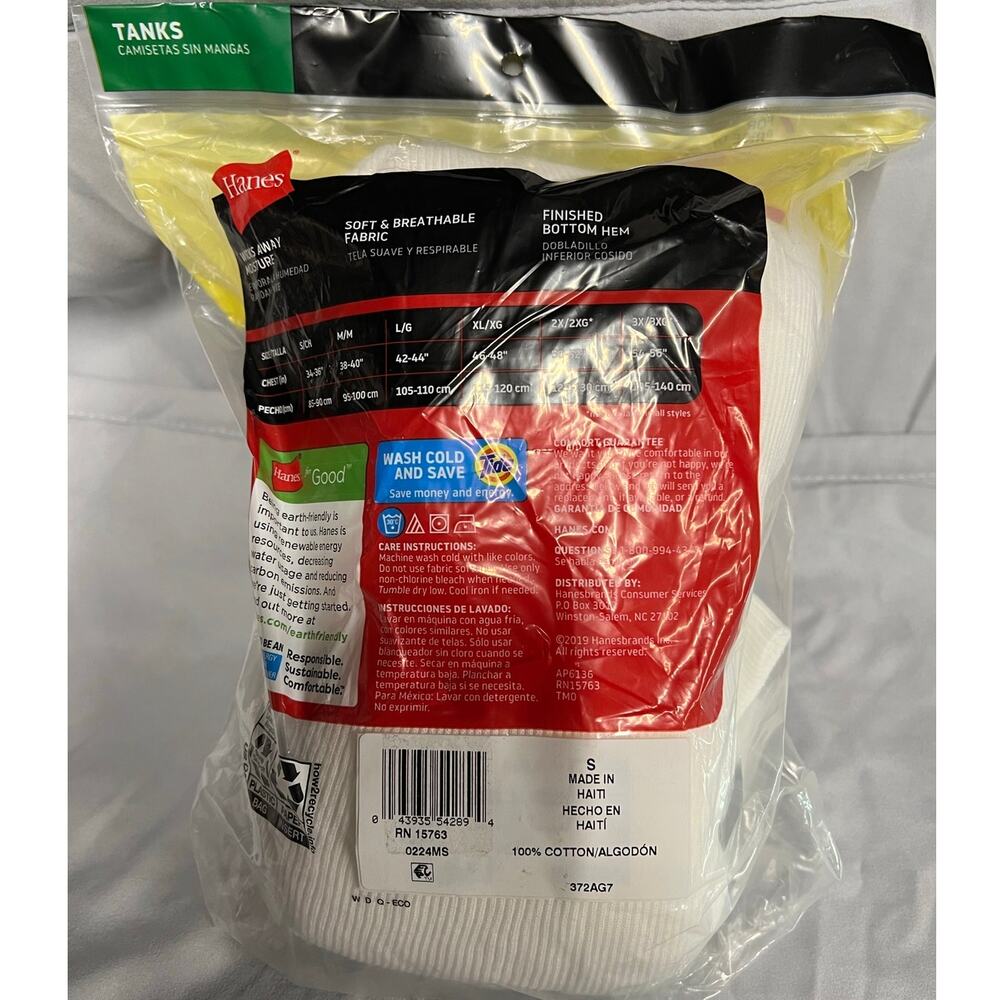 NEW Hanes 7 Tagless Tanks Small 34-36 Finished Hem Moisture Wicking Breathable - Picture 2 of 8